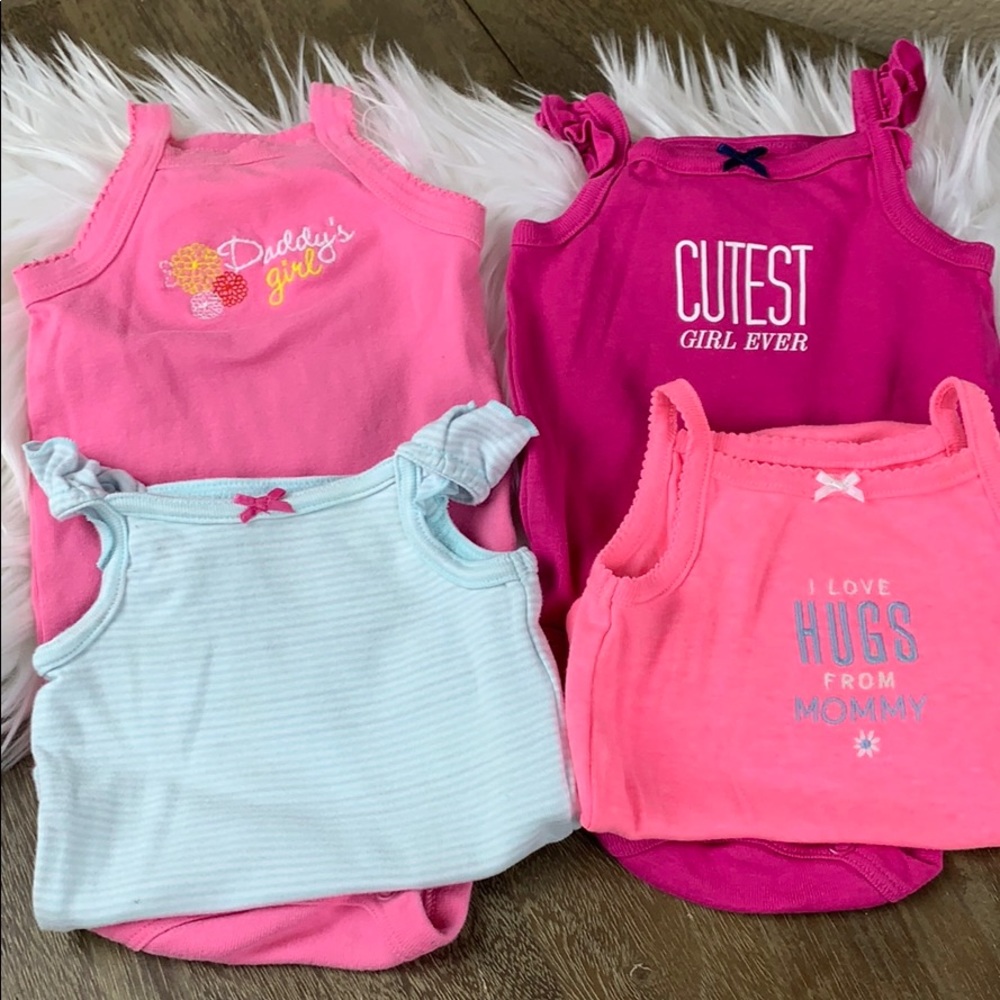 SET: (4) Message Tank-Top Onesies